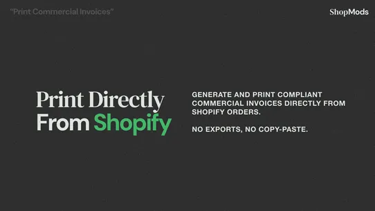 MODS Print Commercial Invoices screenshot