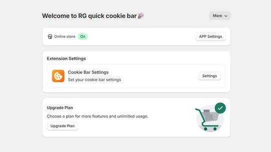 RG quick cookie bar screenshot