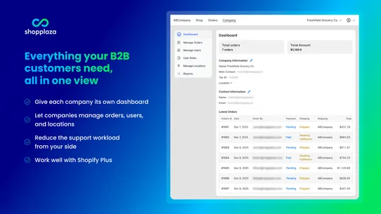 SP B2B Company Accounts screenshot
