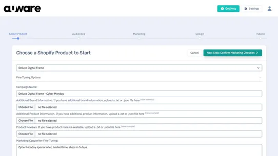 Auware AI Landing Page Builder screenshot