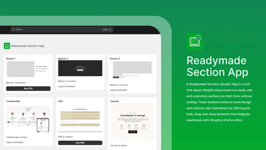 Readymade Section App screenshot
