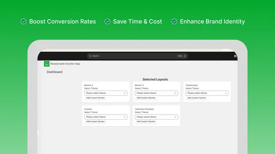 Readymade Section App screenshot
