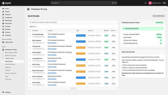 Peekaboo Pricing screenshot