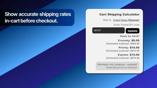 FP1 – Cart Shipping Calculator screenshot