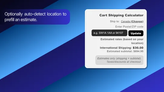 FP1 – Cart Shipping Calculator screenshot