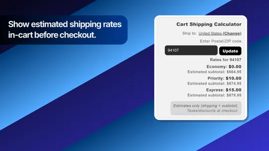 FP1 – Cart Shipping Calculator screenshot