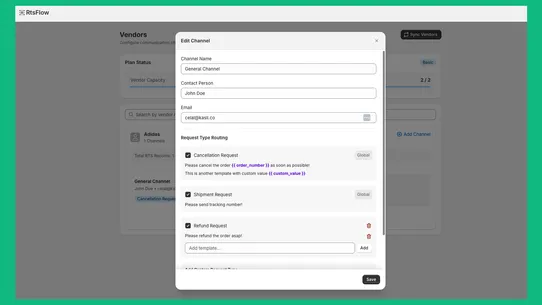 RtsFlow ‑ Request to Suppliers screenshot