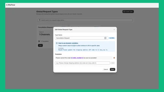 RtsFlow ‑ Request to Suppliers screenshot
