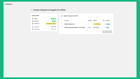 RtsFlow ‑ Request to Suppliers screenshot