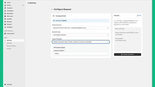 RtsFlow ‑ Request to Supplier screenshot