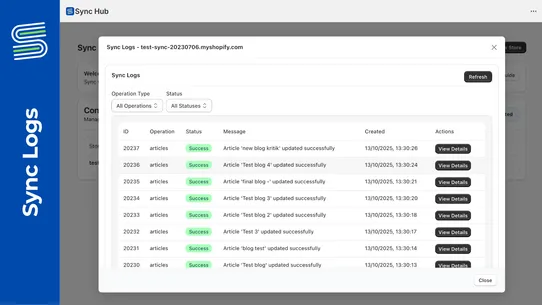 Sync Hub ‑ Multi‑Store Sync screenshot