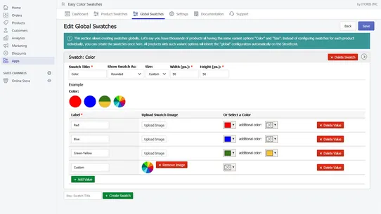 ITORIS Easy Color Swatches screenshot