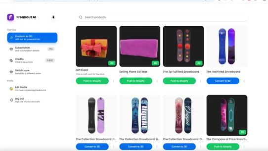 Freakout AI iCommerce screenshot