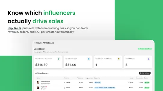 Impulze Affiliate Tracker screenshot