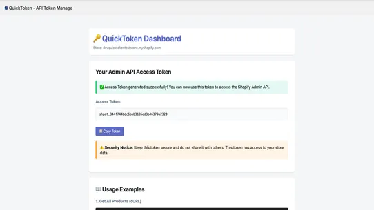 QuickToken  ‑ API Token Manage screenshot