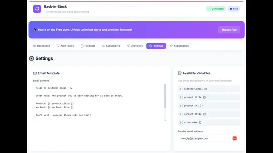 BackInStock screenshot