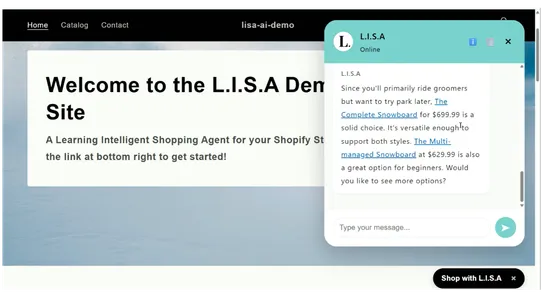 LISA. Learning Shopping Agent screenshot