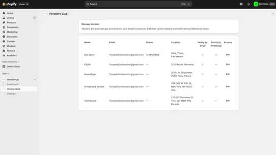 VendorHub screenshot