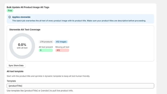 Bulk Alt Tag Optimizer screenshot