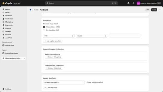 Merchandising Rules screenshot
