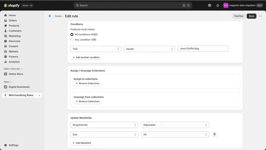 Merchandising Rules screenshot
