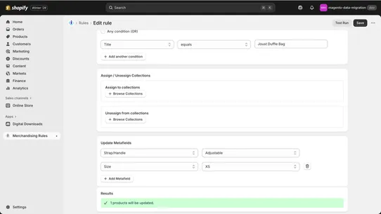 Merchandising Rules screenshot