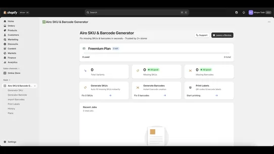 Airo SKU &amp; Barcode Generator screenshot