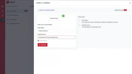 MyDPD eCommerce screenshot