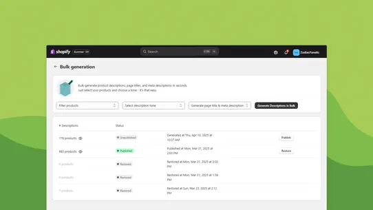 AI ChatGPT Product Description screenshot