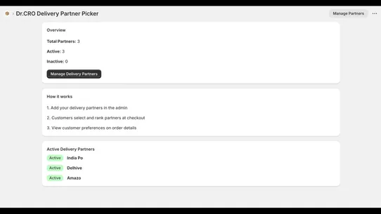 Dr.CRO Delivery Partner Picker screenshot