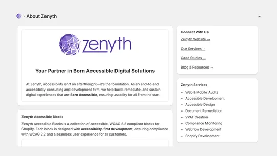 Zenyth A11y Blocks screenshot