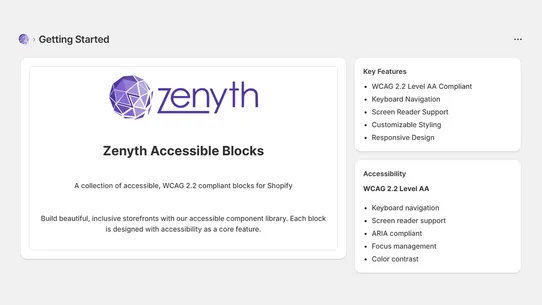 Zenyth A11y Blocks screenshot