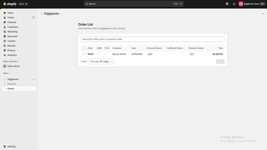 Diggipacks – Shipping &amp; Order screenshot