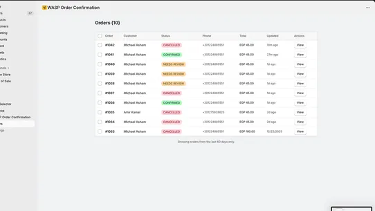 WASP: COD Order Confirmation screenshot