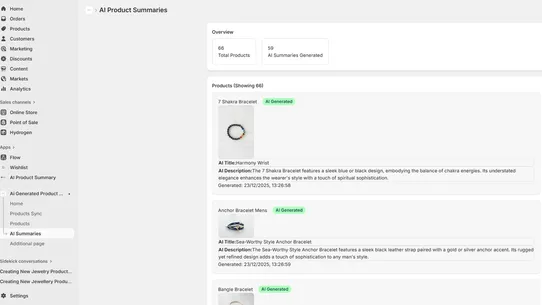 AI Product Summary Generator screenshot