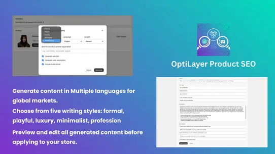 OptiLayer Product SEO AI screenshot