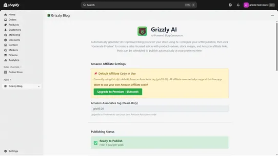 Grizzly AI Blog Post Generator screenshot