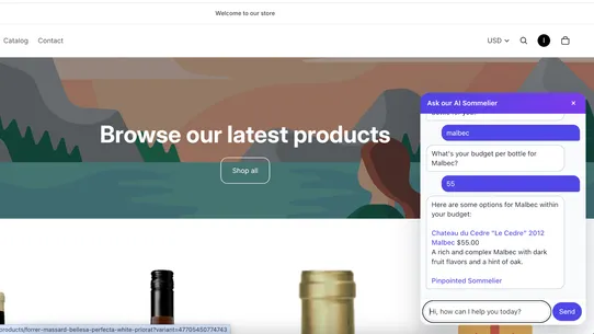 Pinpointed AI Sommelier screenshot
