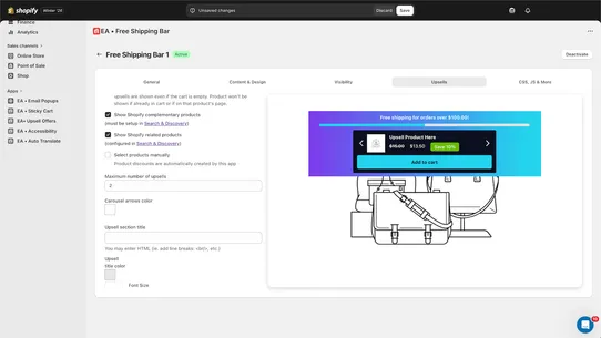 EA• Free Shipping Bar &amp; Upsell screenshot