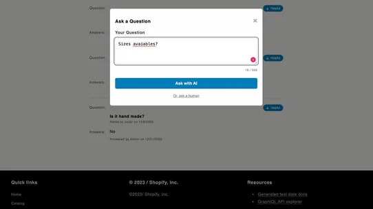 AI Product Questions &amp; Answers screenshot