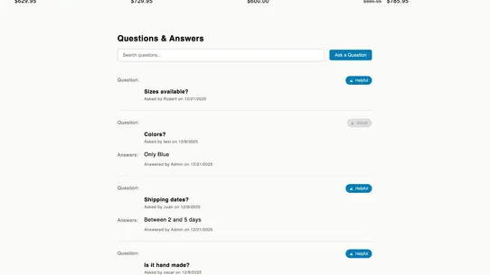 AI Product Questions &amp; Answers screenshot