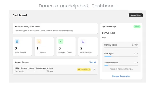 Daacreators Helpdesk screenshot