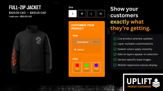 Uplift Product Customizer screenshot