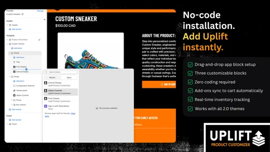 Uplift Product Customizer screenshot