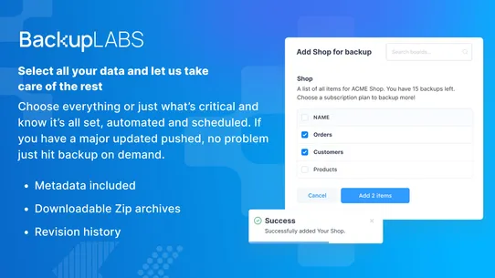 BackupLABS: Backups &amp; Restore screenshot