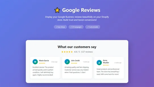 Custom Google Reviews screenshot