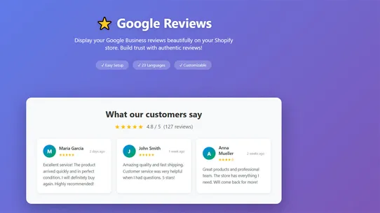 Custom Google Reviews screenshot