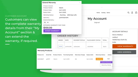 Webkul Warranty Management screenshot