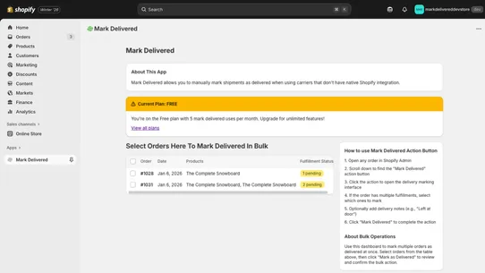 Mark Delivered screenshot