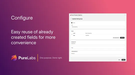 Pure Product Options screenshot